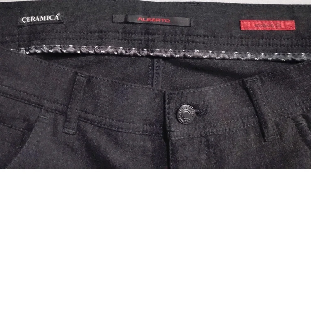 Alberto Ceramica Modern Fit Mens Black 5-Pocket Trousers Pants W33 L32‎ 181/2077